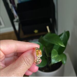 EFFY Citrine🍊 Chain Link StMt Ring (1-1/2 ct. t.w.) in Gold-Plated Sterling